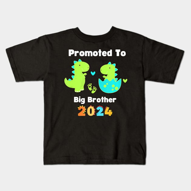 Kids Promoted To Big Brother Est 2024 Dinosaur T Rex Boys Kids T-Shirt by POLOTEEZ